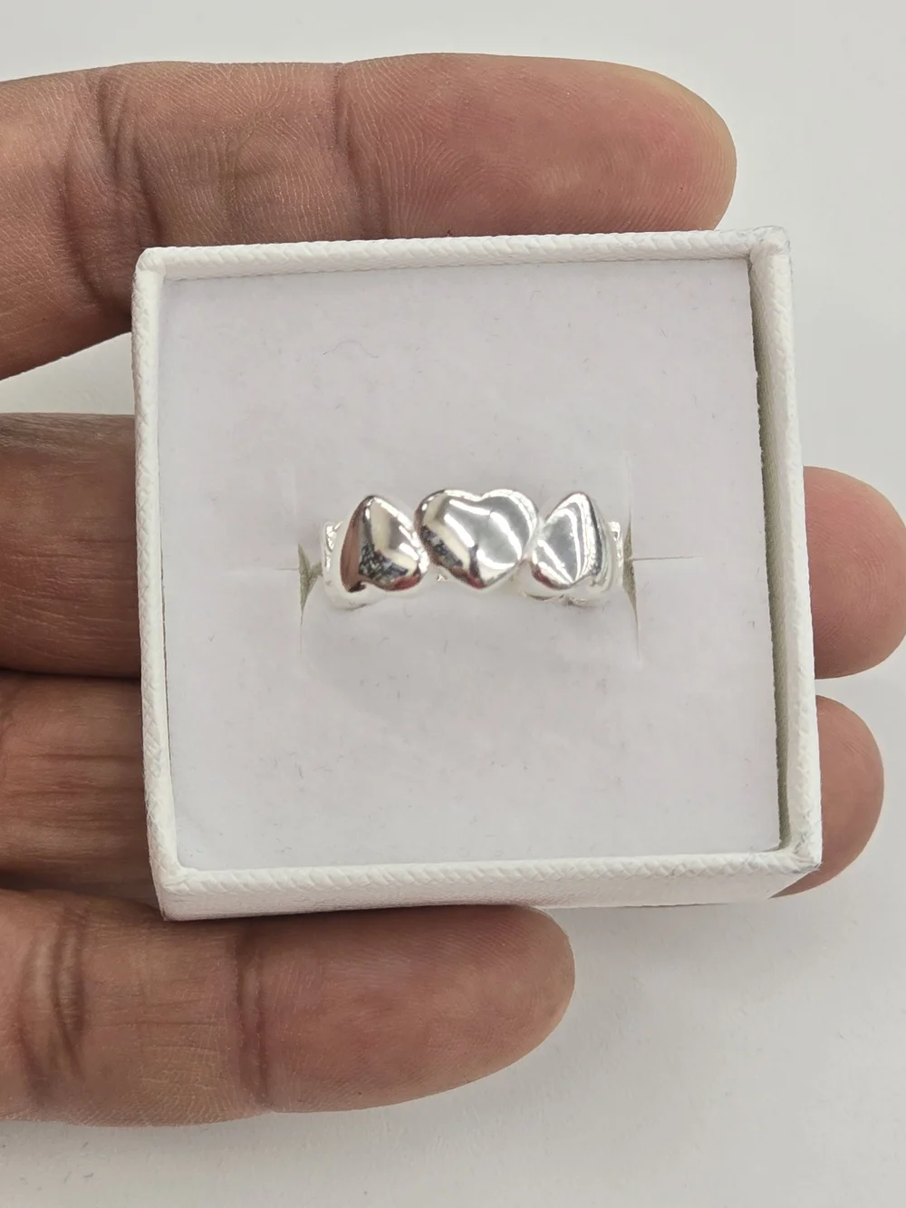 Silver Heart Trio Ring - Women Jewelry